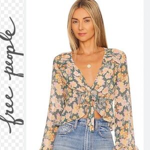 NWT. $98R  Free People Maybel Blouse Happy  Combo